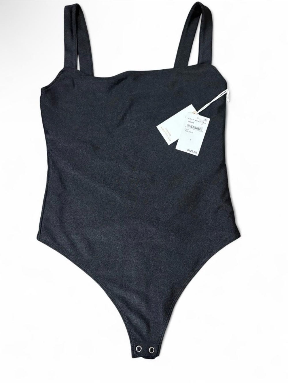 Good American Black Square Neck Bodysuit